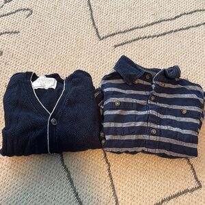 Zara Toddler Boys Cardigan and Button Down Shirt Size 3-4
